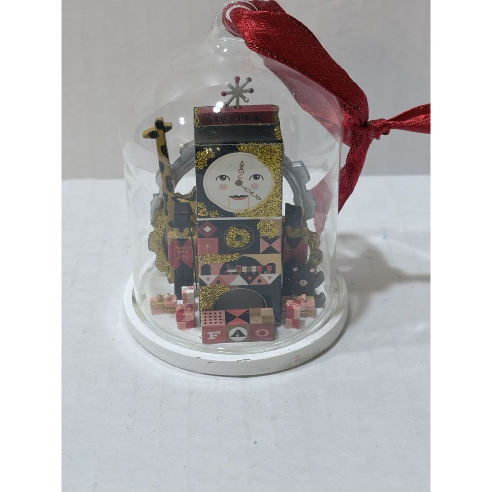 FAO Schwarz Glass Cloche Clock Tower Christmas Ornament Return to Wonder